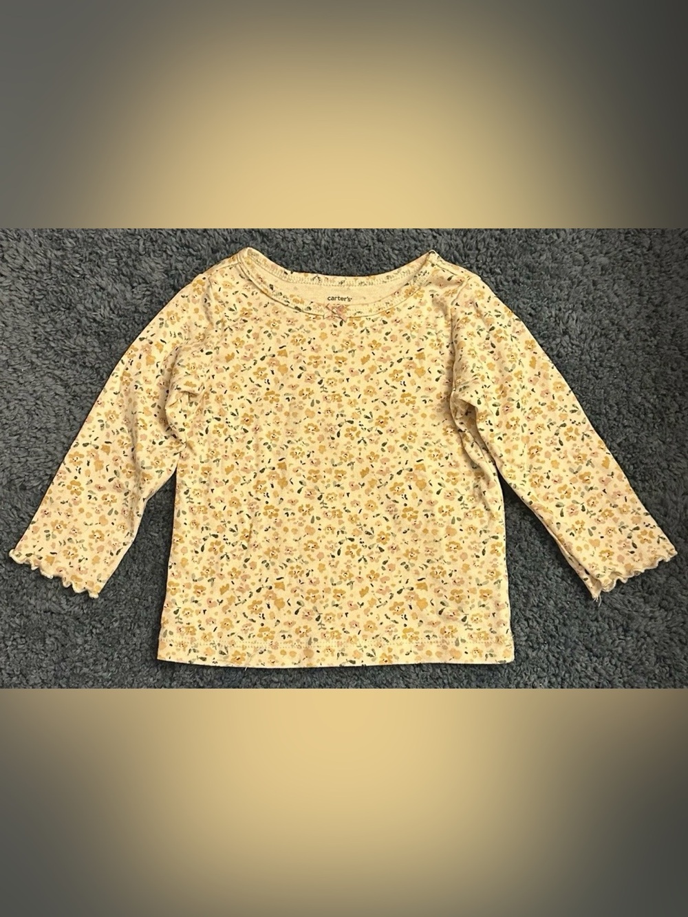 Carter’s Baby Girl 18M White Floral Stretch Ruffle Cuffs Long Sleeve Shirt